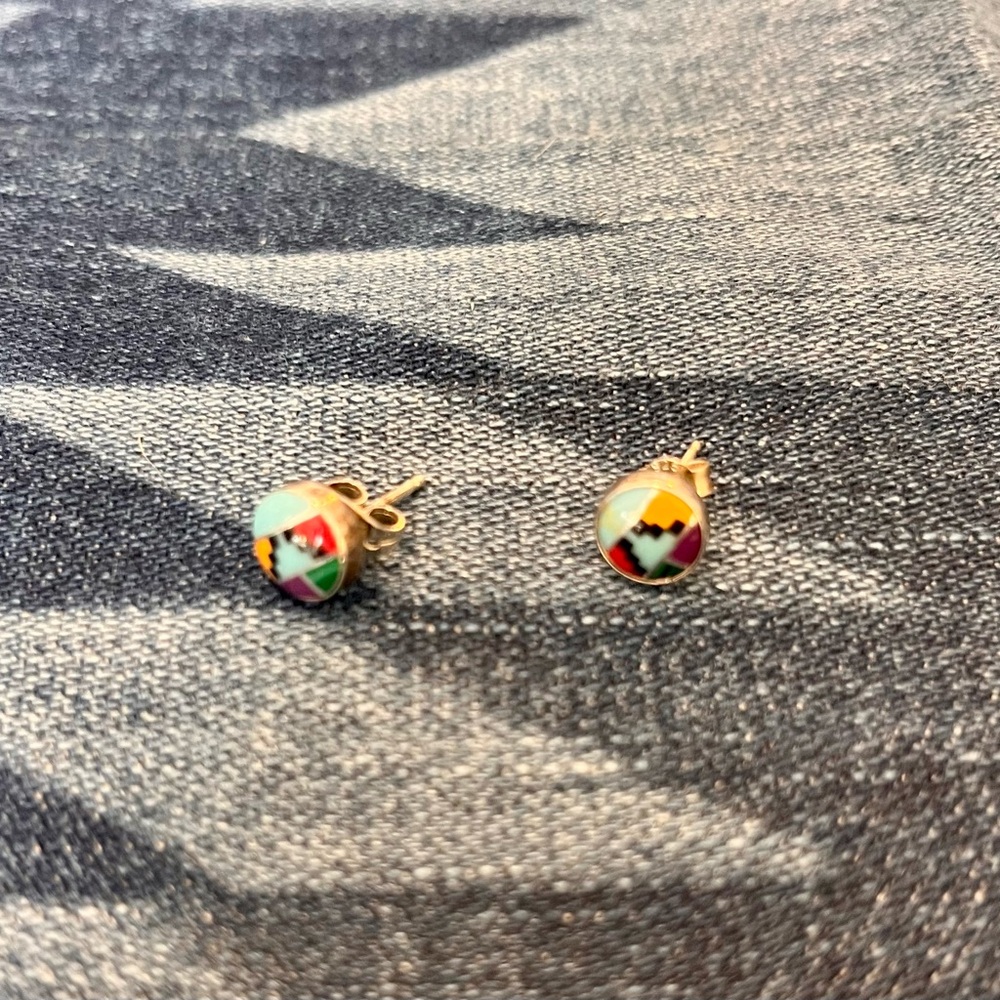 Native American Colorful Geometric Stud Earrings